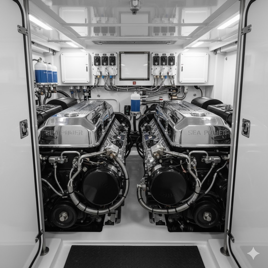 Technicy Supreme Yachts wykonujący przegląd serwisowy jachtu